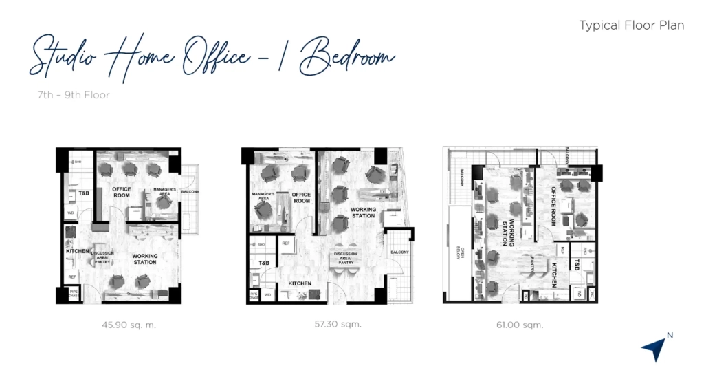 Vertex Coast 1 BR SOHO Unit Layout