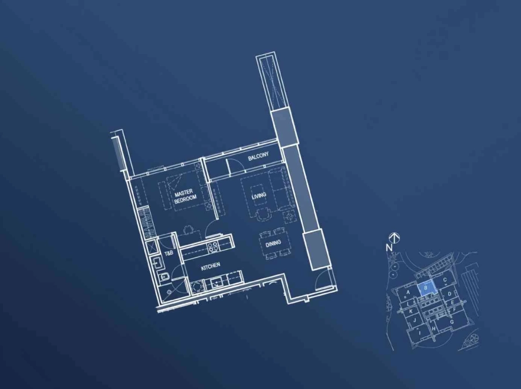 Lincoln at IPI Center 1-Bedroom Unit Layout