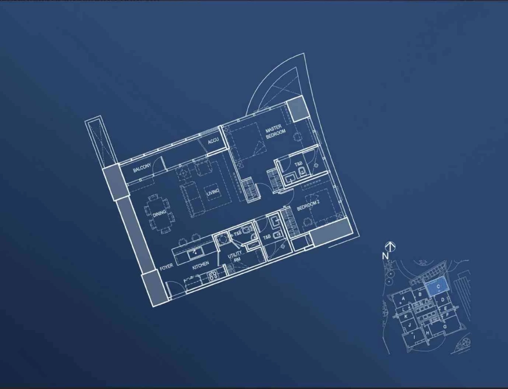 Lincoln at IPI Center 2-Bedroom Unit Layout