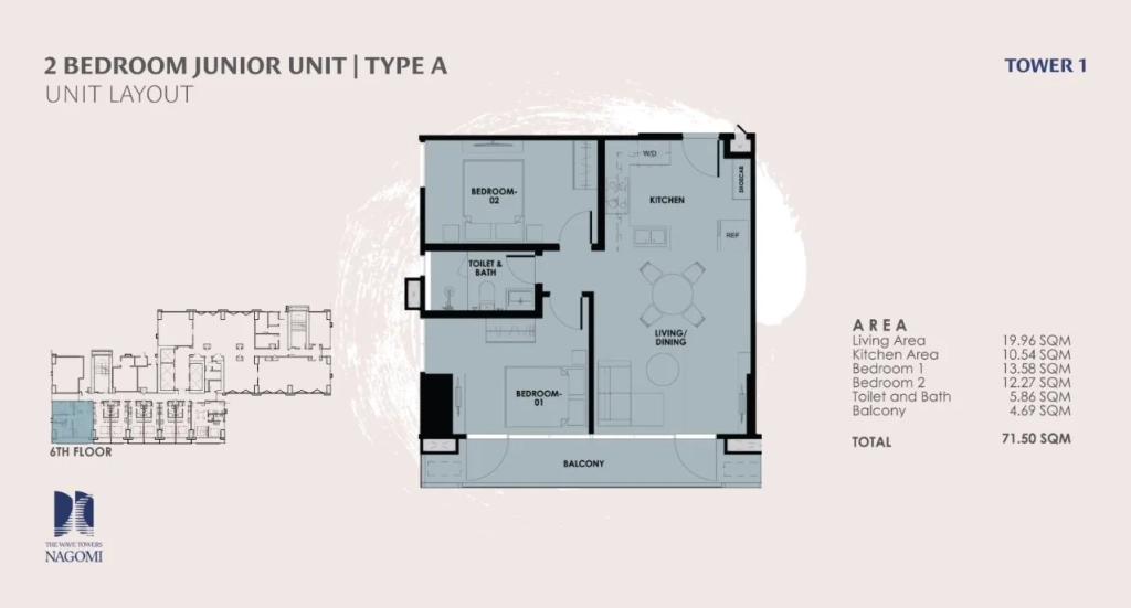 The Wave Towers 2-Bedroom Unit Layout