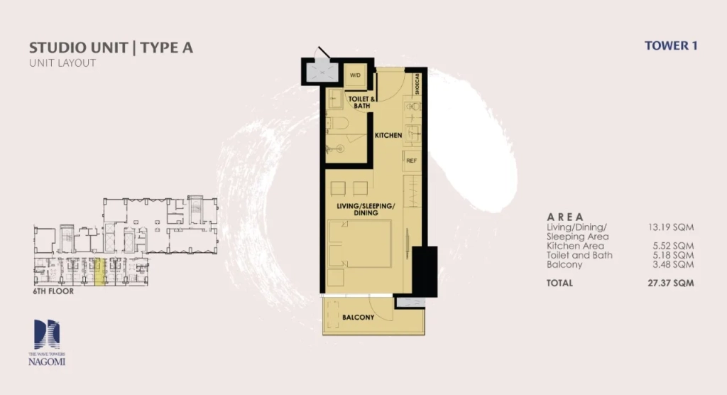 The Wave Towers Studio Unit Layout