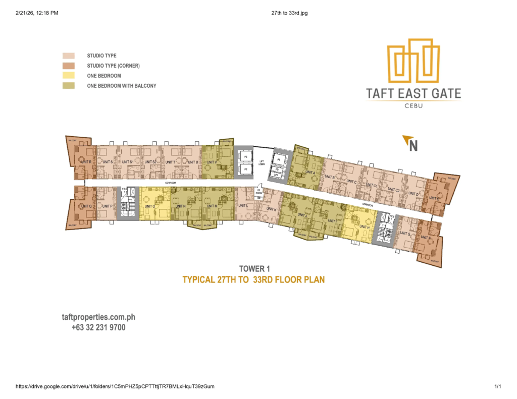 Taft East Gate 27th to 33rd Floor Plan