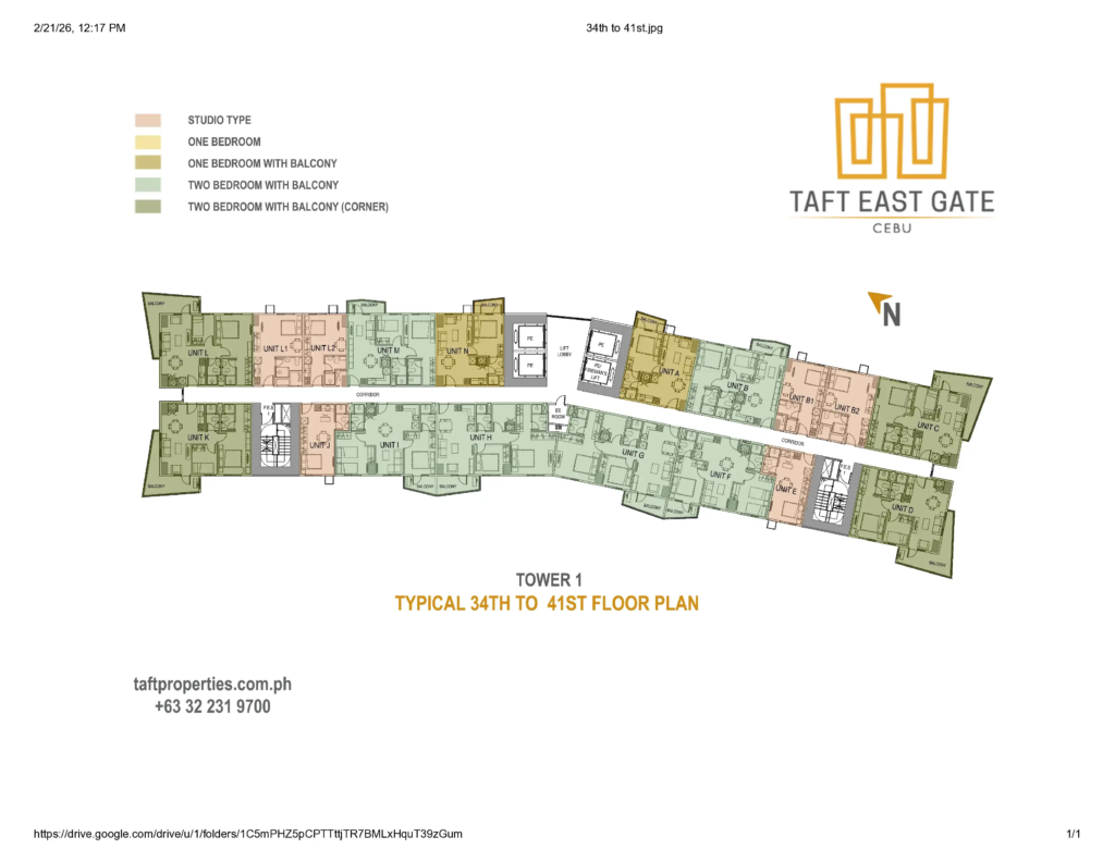 Taft East Gate 34th to 41st Floor Plan