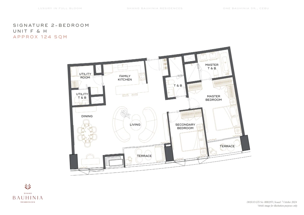 Shang Bauhinia Residences Signature 2-Bedroom Unit Layout