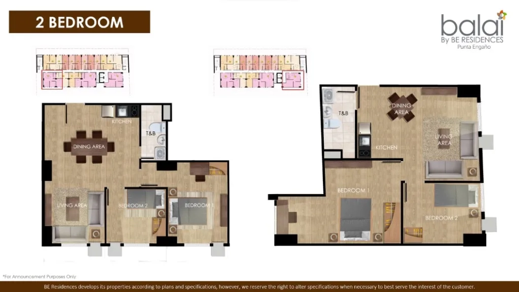 Balai Punta Engaño 2-Bedroom Unit Layout