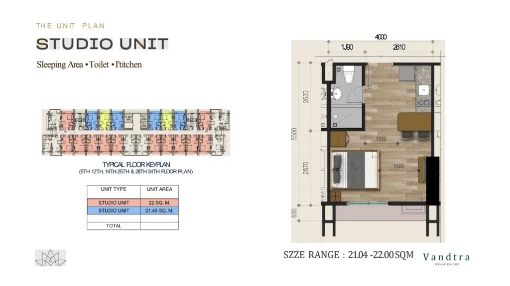Mandtra Residences Studio Unit Layout