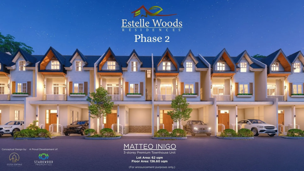 Matteo Inigo townhouse exterior at night at Estelle Woods Residences Phase 2